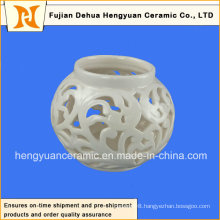 Wholesale Creative Hollow out Design Ceramic Light Holder/ Candlestick Holder